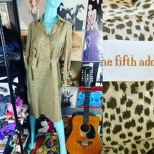 Vintage 1980’s Fifth Addition Cheetah LEOPARD CAT Animal Print Midi SHIRT DRESZ